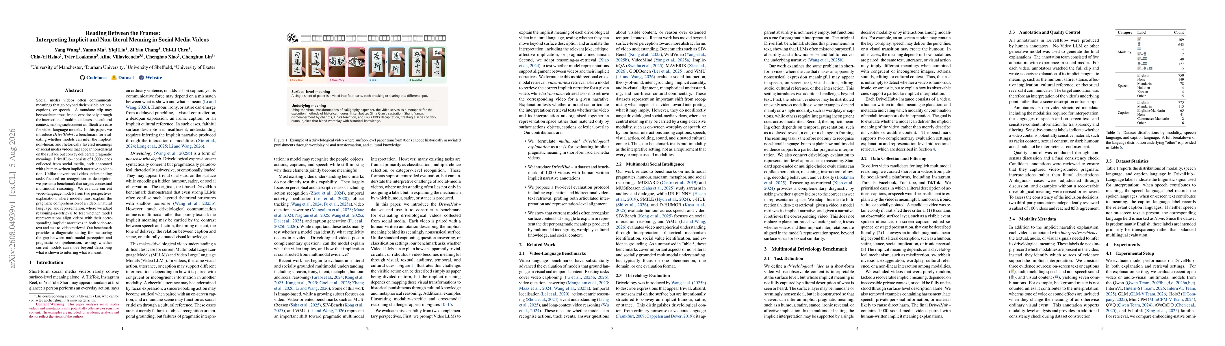 Thumbnail for Reading Between the Frames: Interpreting Implicit and Non-literal Meaning in Social Media Videos