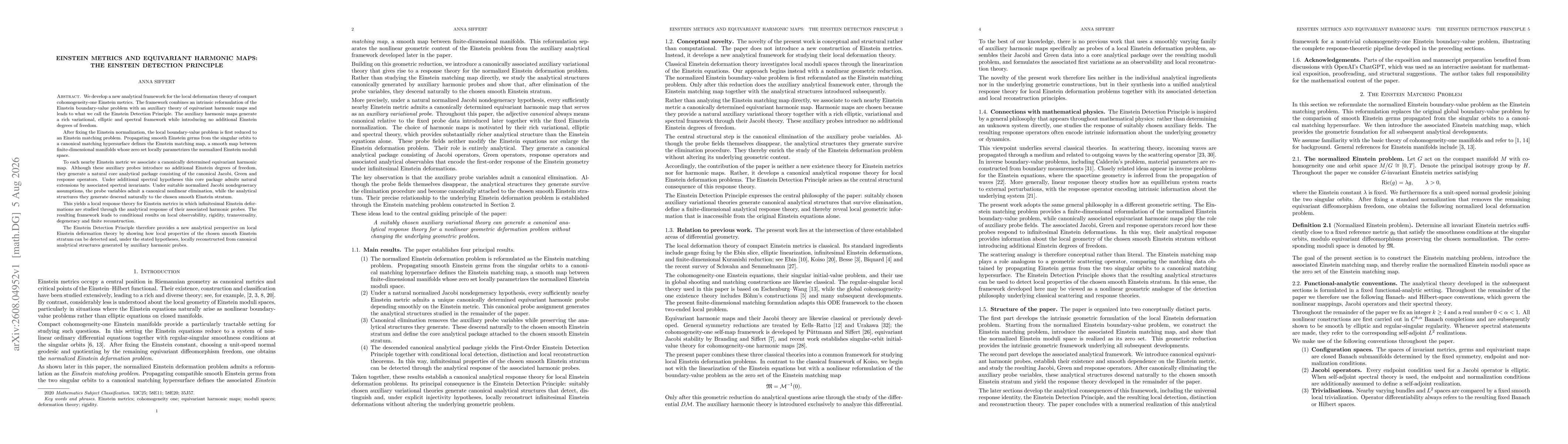 Thumbnail for Einstein Metrics and Equivariant Harmonic Maps: The Einstein Detection Principle