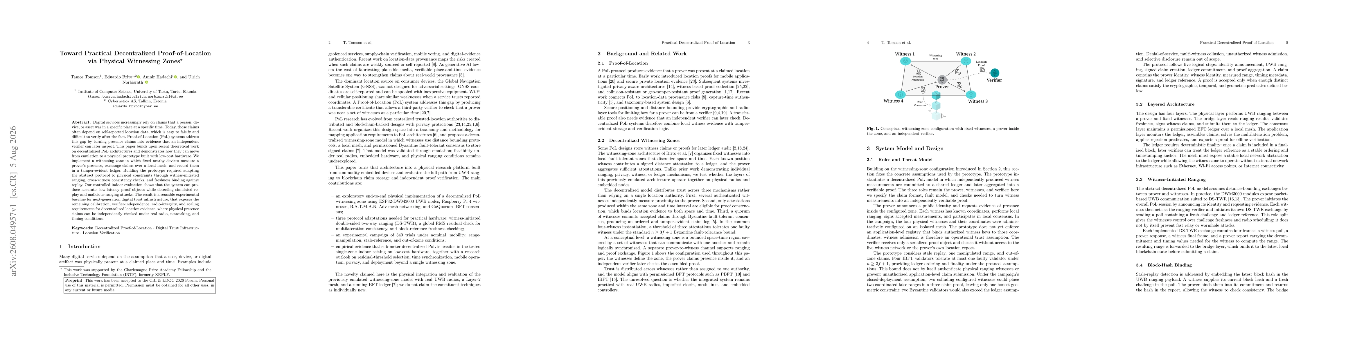 Thumbnail for Toward Practical Decentralized Proof-of-Location via Physical Witnessing Zones