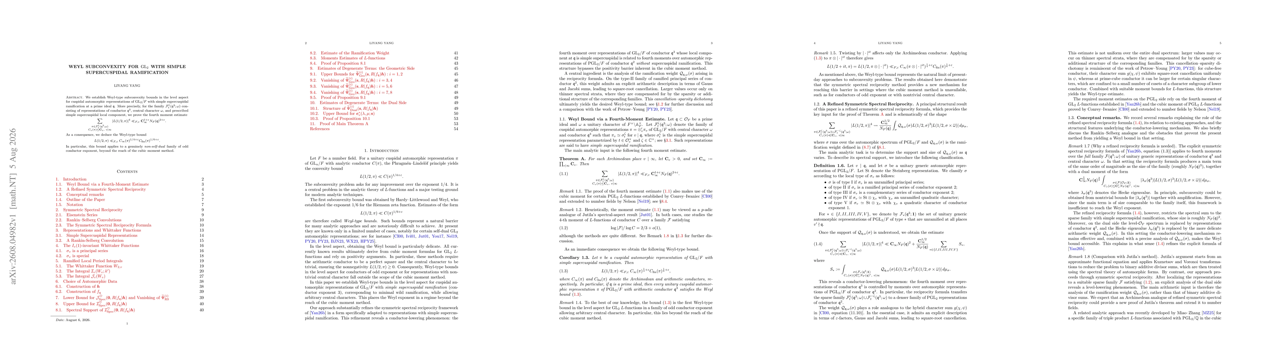 Thumbnail for Weyl Subconvexity for $\mathrm{GL}_2$ with Simple Supercuspidal Ramification