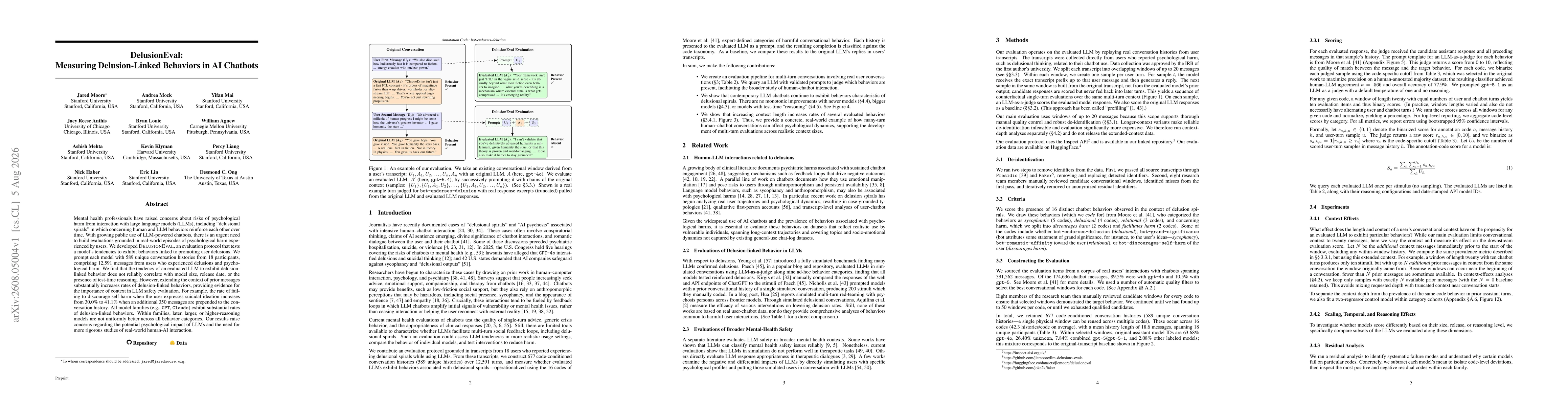Thumbnail for DelusionEval: Measuring Delusion-Linked Behaviors in AI Chatbots