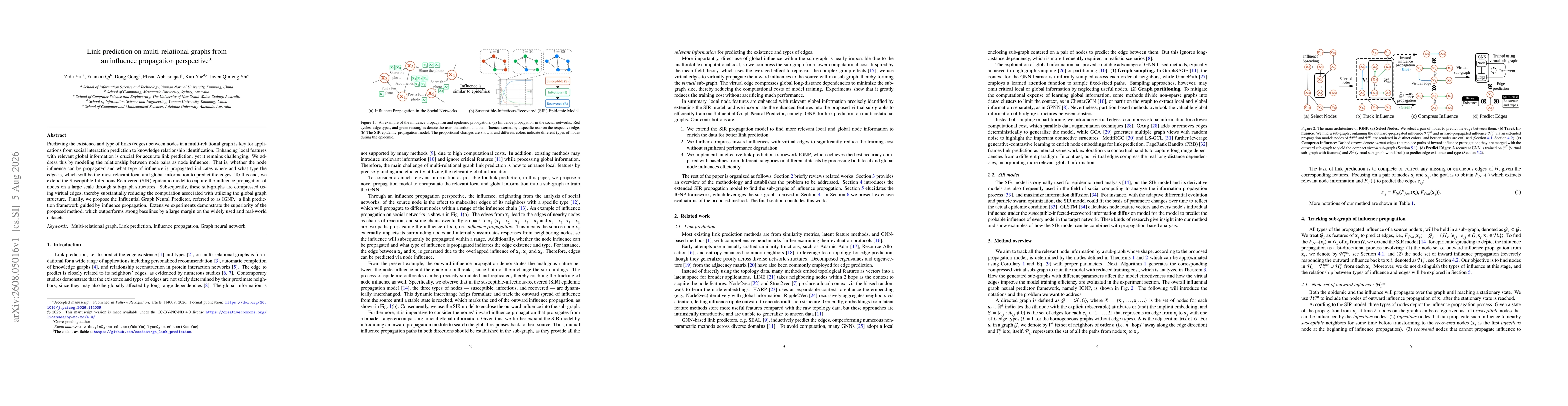 Thumbnail for Link prediction on multi-relational graphs from an influence propagation perspective