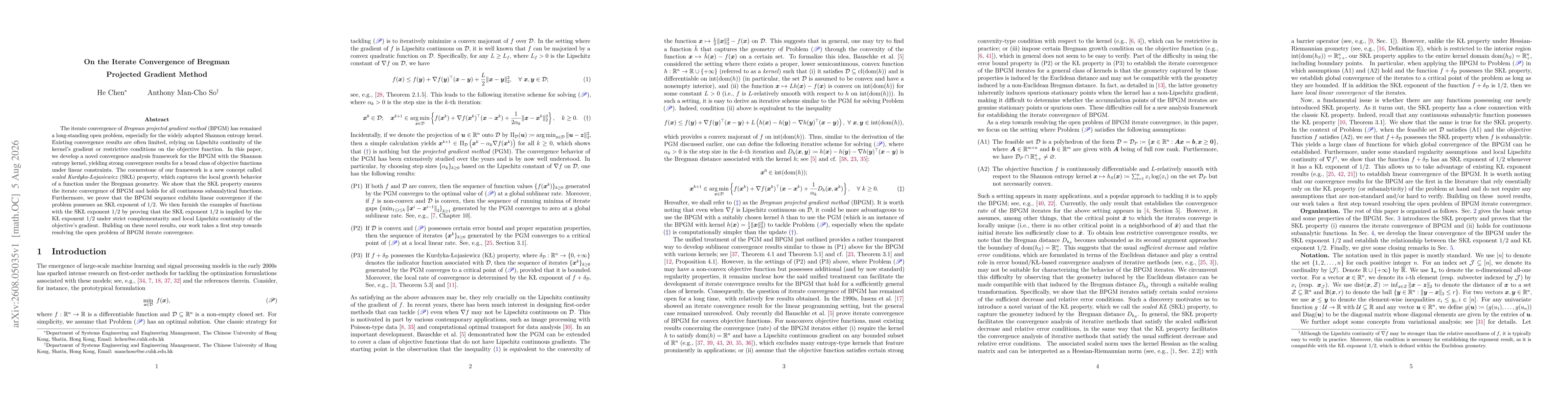 Thumbnail for On the Iterate Convergence of Bregman Projected Gradient Method