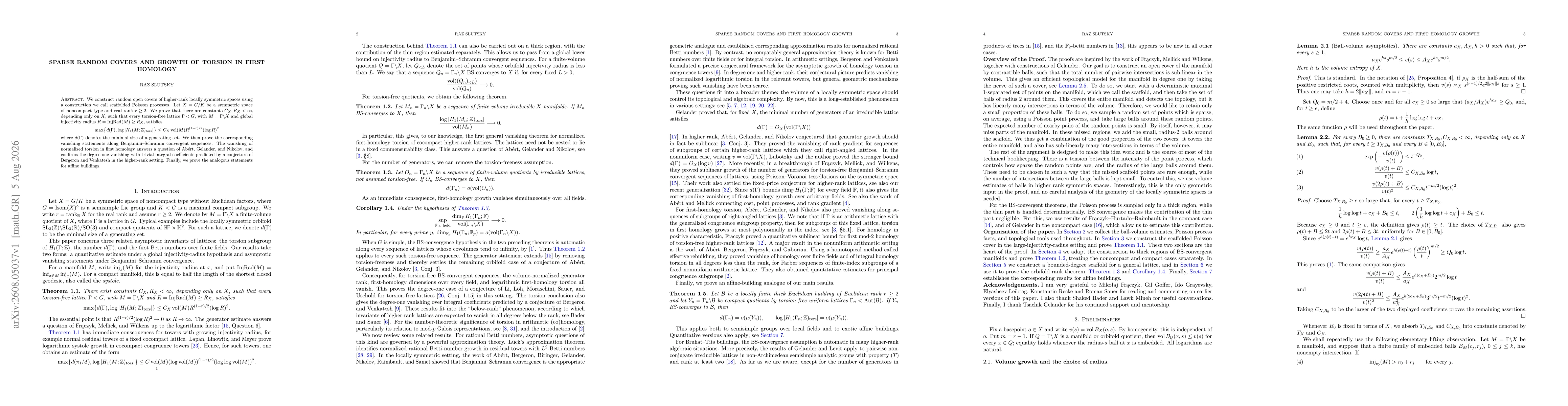 Thumbnail for Sparse Random Covers and Growth of Torsion in First Homology