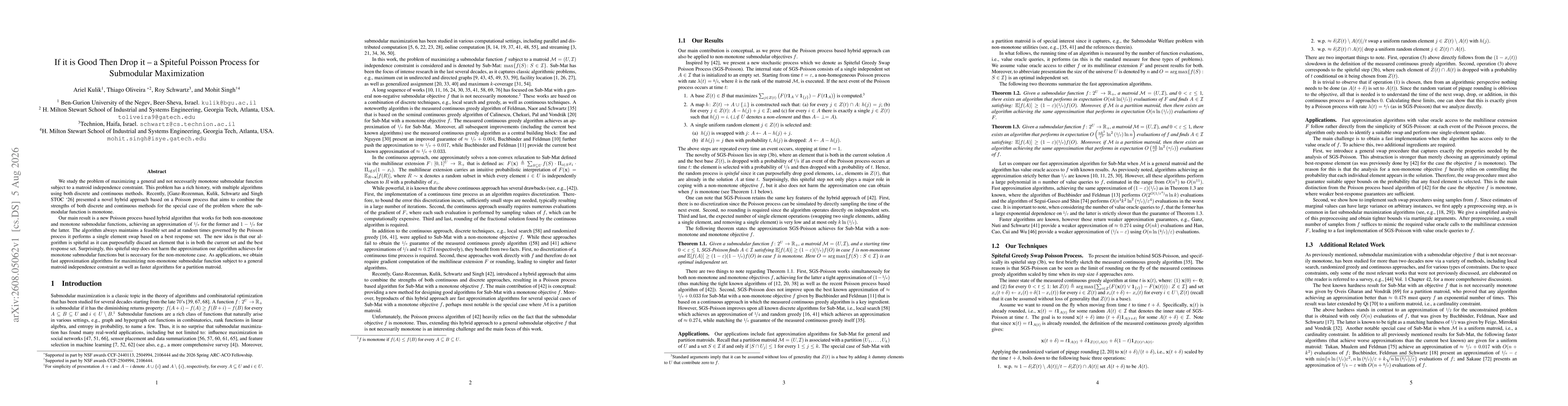 Thumbnail for If it is Good Then Drop it -- a Spiteful Poisson Process for Submodular Maximization
