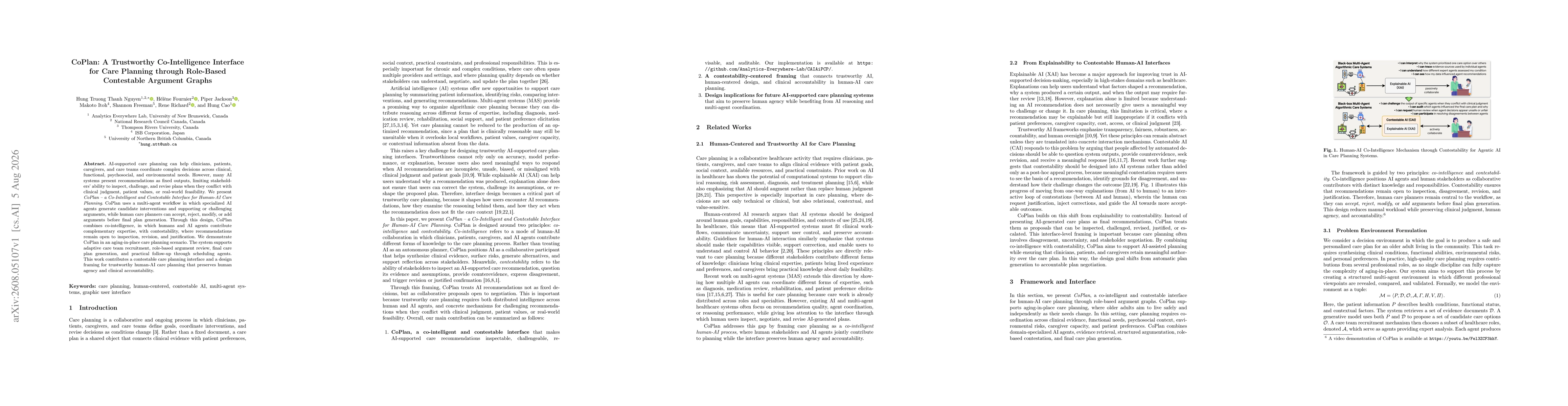 Thumbnail for CoPlan: A Trustworthy Co-Intelligence Interface for Care Planning through Role-Based Contestable Argument Graphs