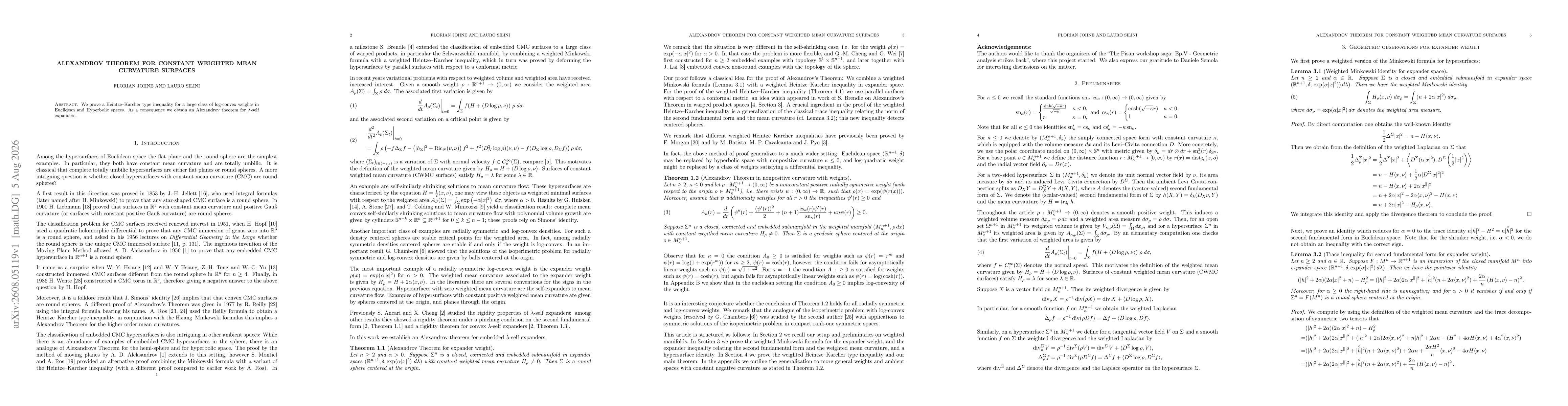 Thumbnail for Alexandrov Theorem for constant weighted mean curvature surfaces
