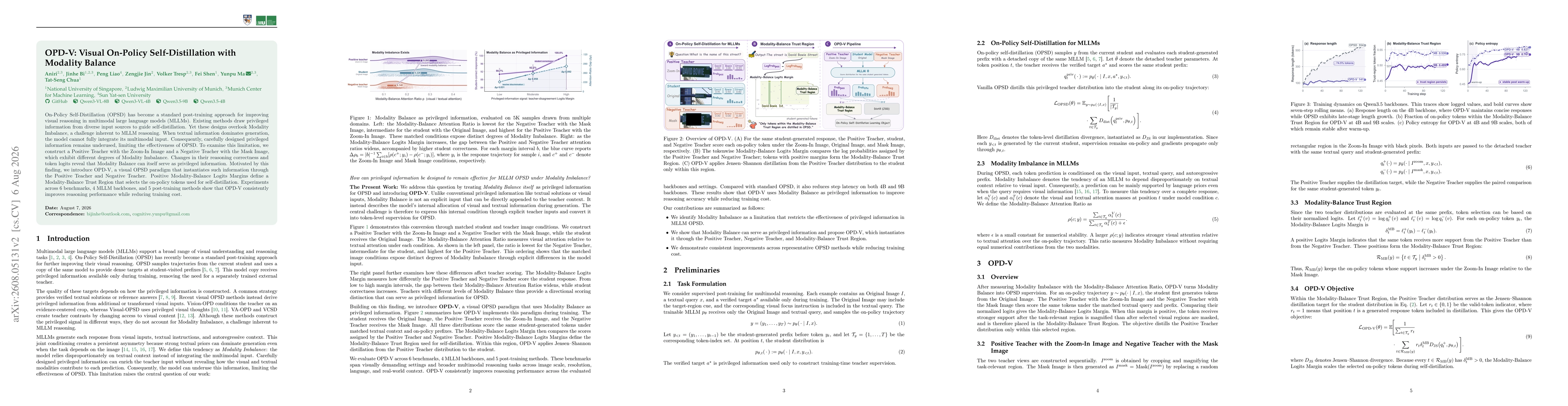 Thumbnail for OPD-V: Visual On-Policy Self-Distillation with Modality Balance