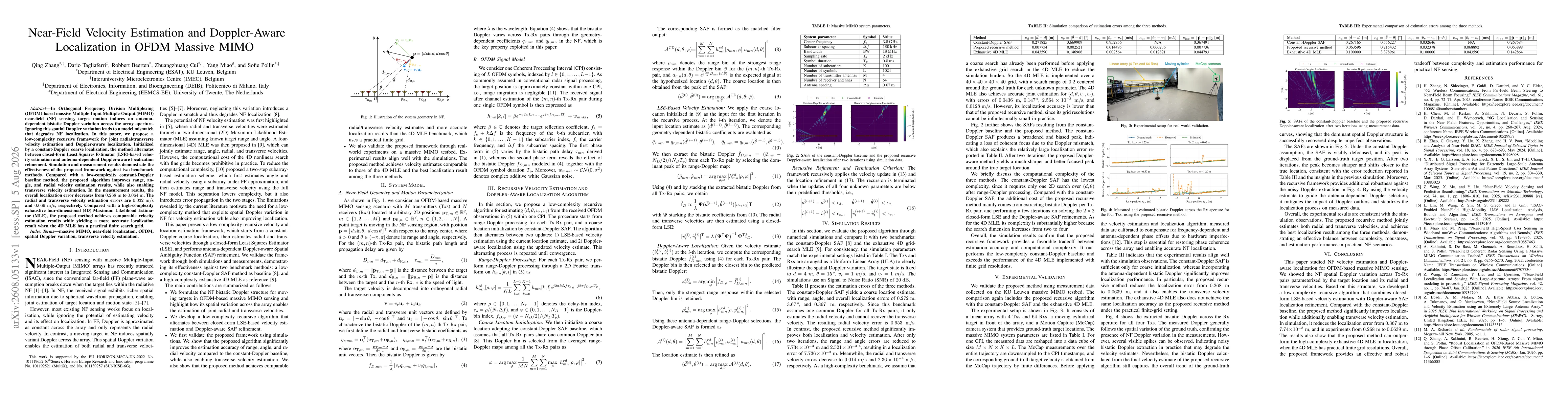 Thumbnail for Near-Field Velocity Estimation and Doppler-Aware Localization in OFDM Massive MIMO