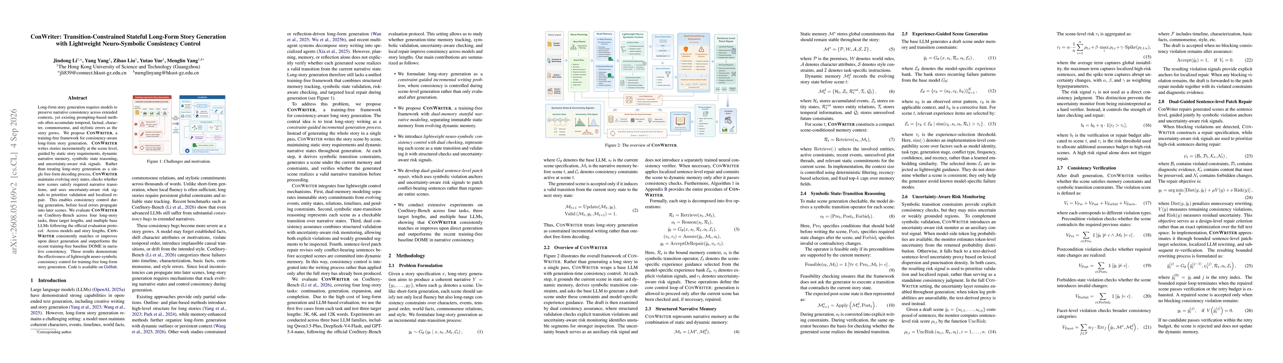 Thumbnail for ConWriter: Transition-Constrained Stateful Long-Form Story Generation with Lightweight Neuro-Symbolic Consistency Control