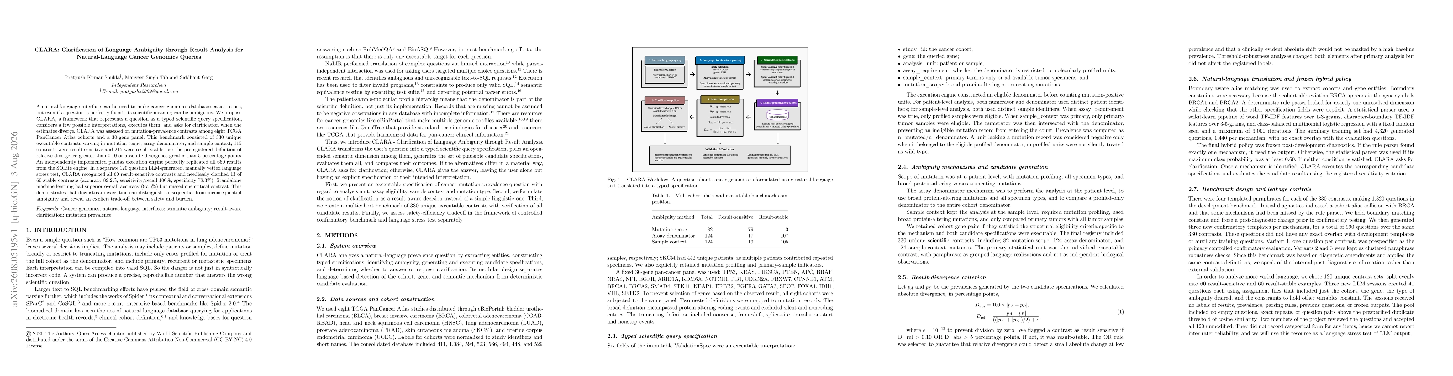 Thumbnail for CLARA: Clarification of Language Ambiguity through Result Analysis for Natural-Language Cancer Genomics Queries