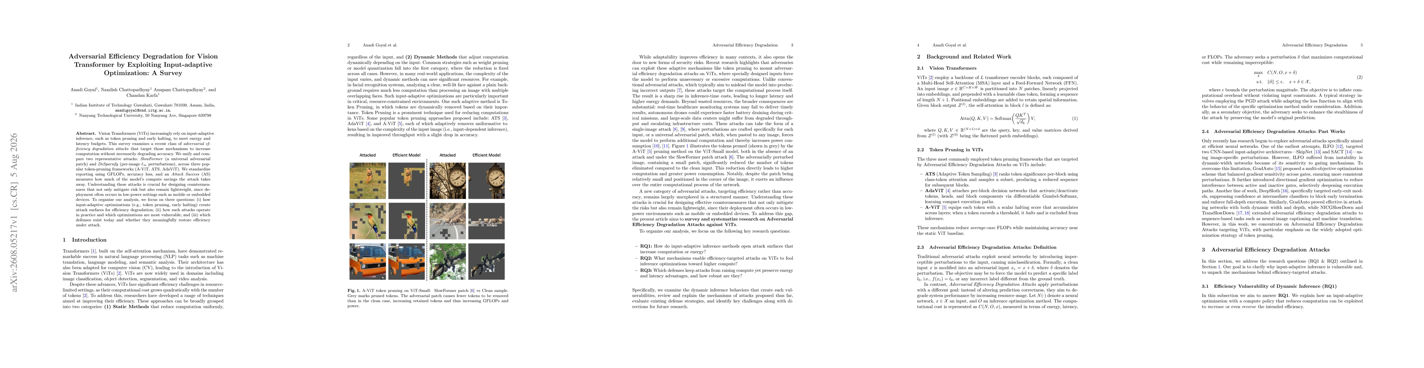 Thumbnail for A Survey of Adversarial Efficiency Degradation for Vision Transformer by Exploiting Input-adaptive Optimization
