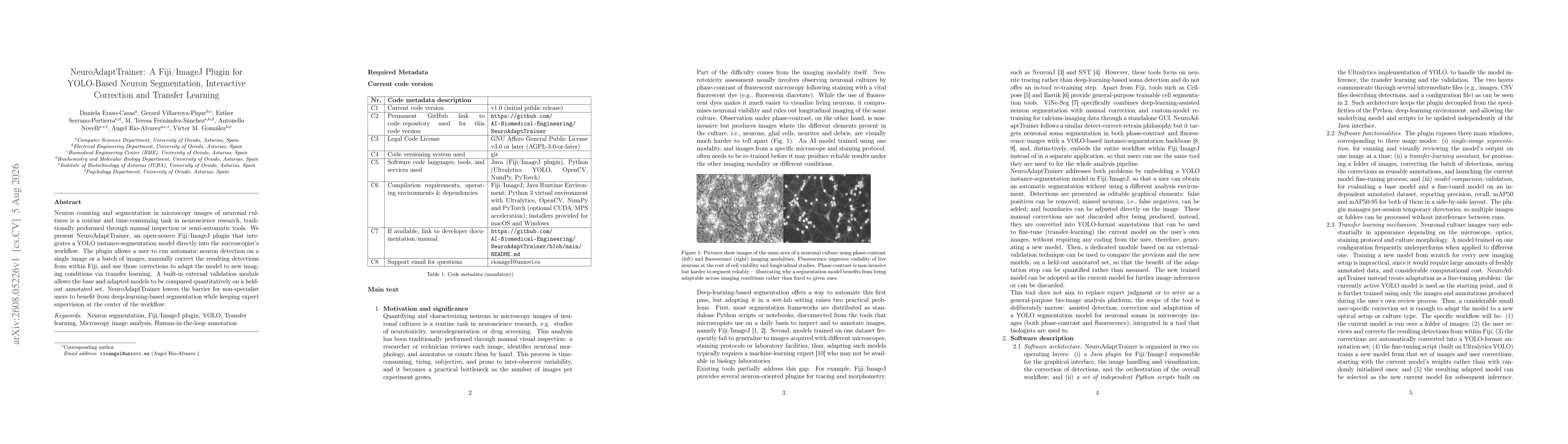 Thumbnail for NeuroAdaptTrainer: A Fiji/ImageJ Plugin for YOLO-Based Neuron Segmentation, InteractiveCorrection and Transfer Learning