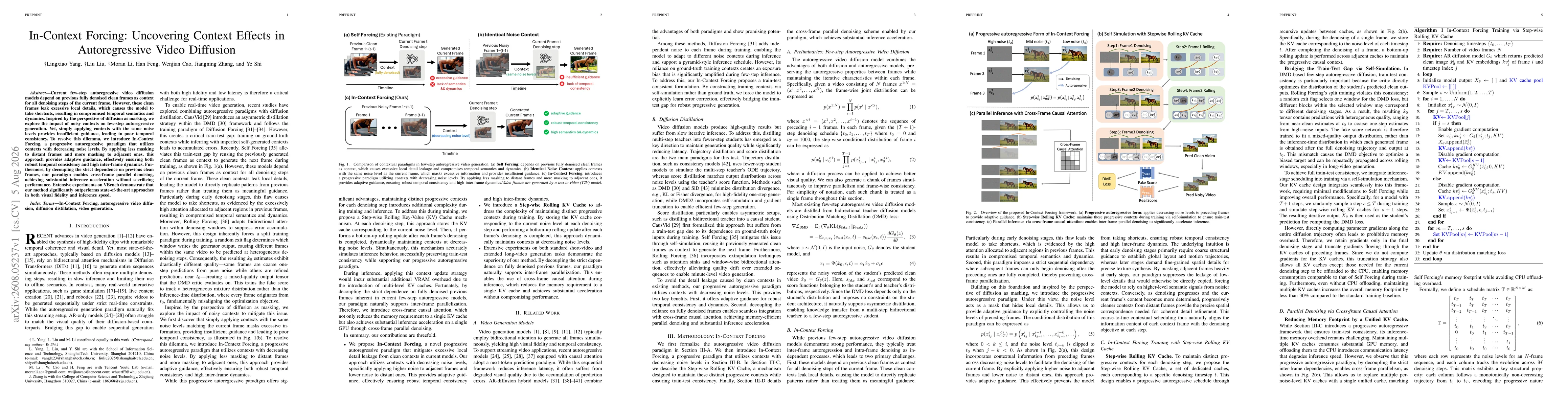 Thumbnail for In-Context Forcing: Uncovering Context Effects in Autoregressive Video Diffusion