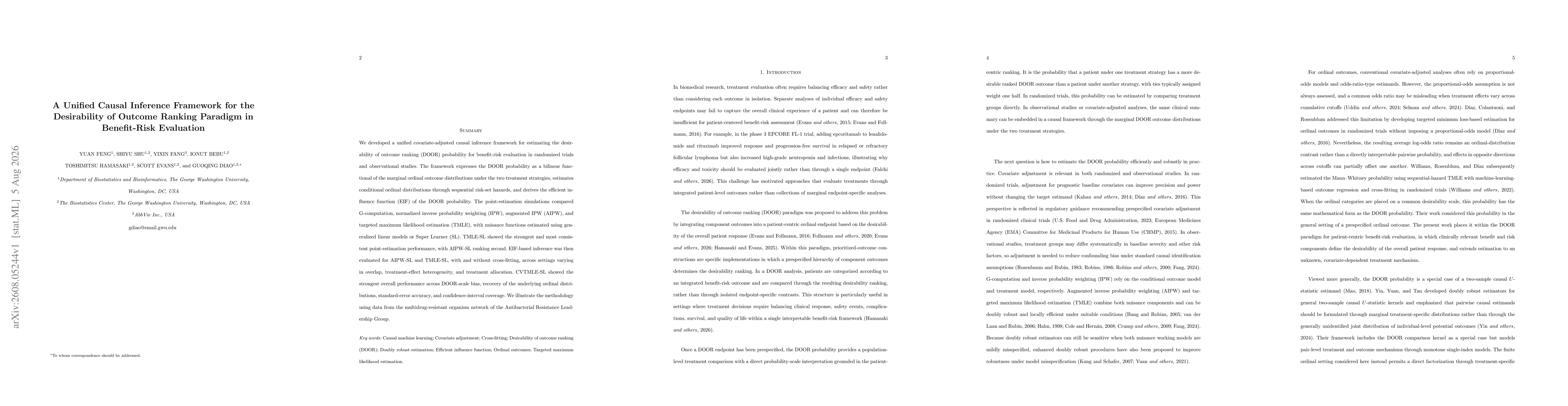 Thumbnail for A Unified Causal Inference Framework for the Desirability of Outcome Ranking Paradigm in Benefit-Risk Evaluation