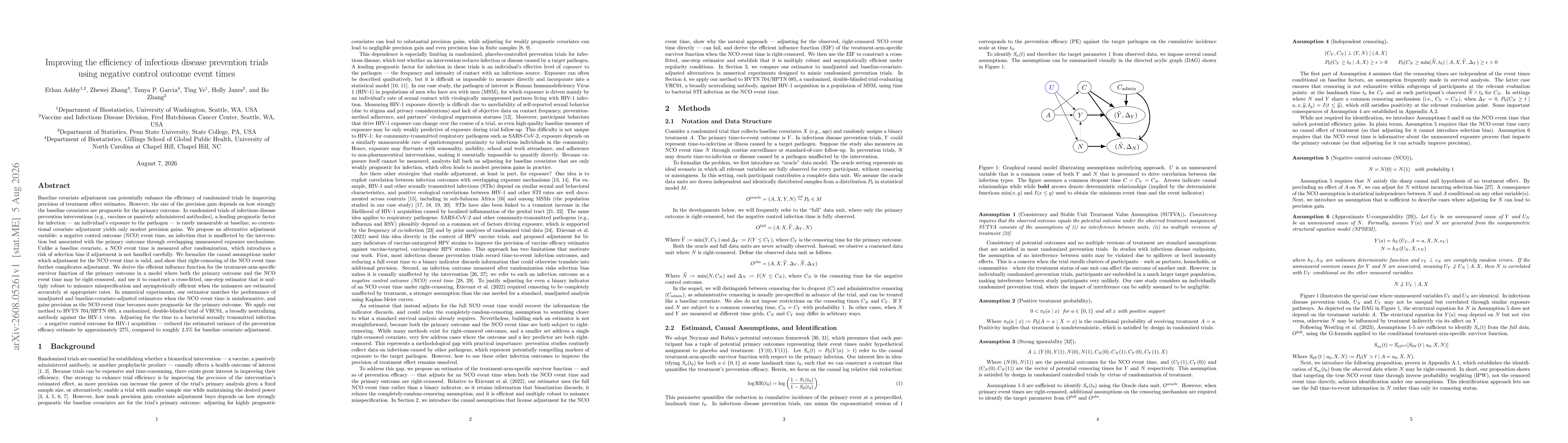 Thumbnail for Improving the efficiency of infectious disease prevention trials using negative control outcome event times