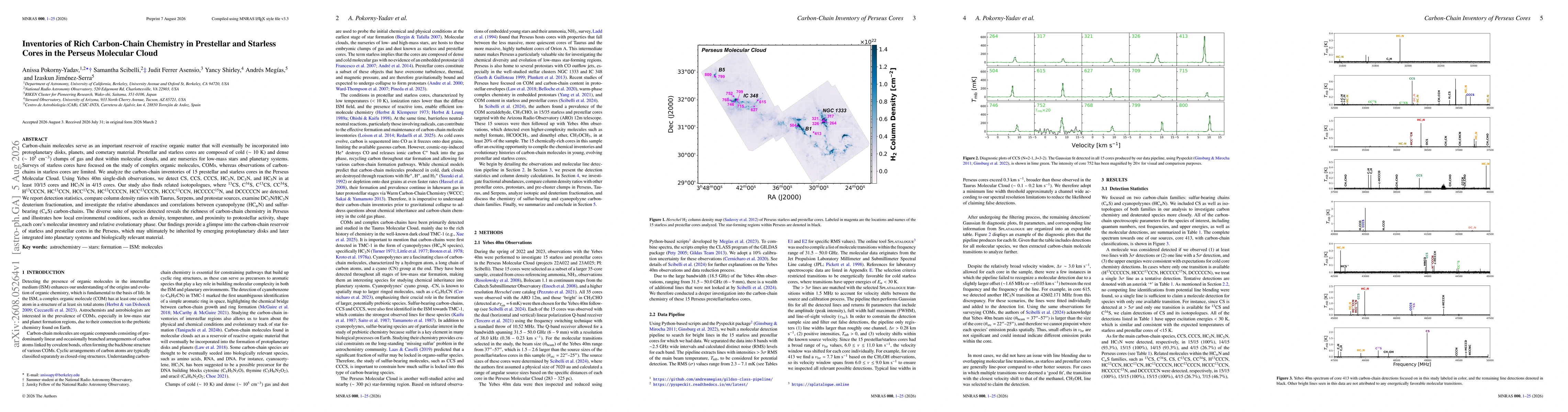 Thumbnail for Inventories of Rich Carbon-Chain Chemistry in Prestellar and Starless Cores in the Perseus Molecular Cloud