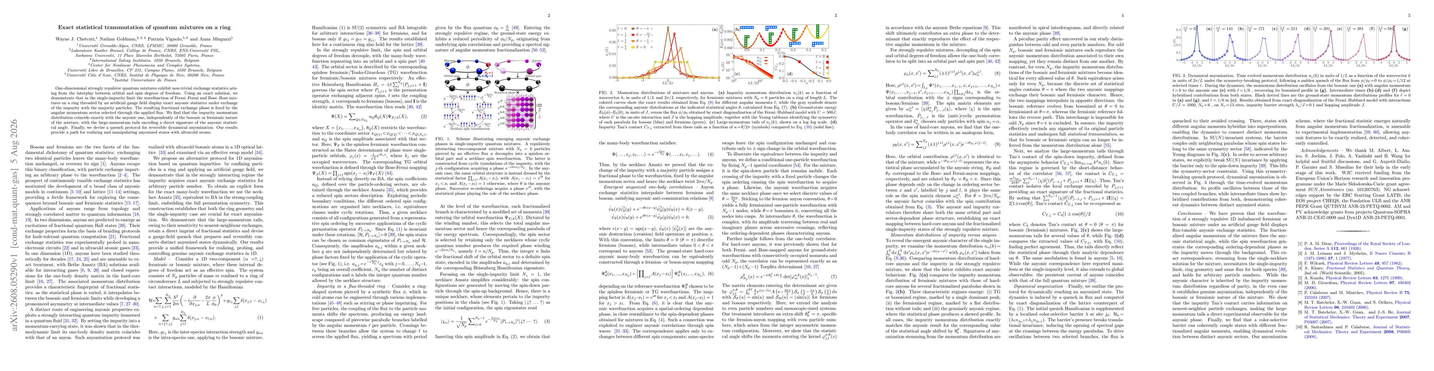 Thumbnail for Exact statistical transmutation of quantum mixtures on a ring