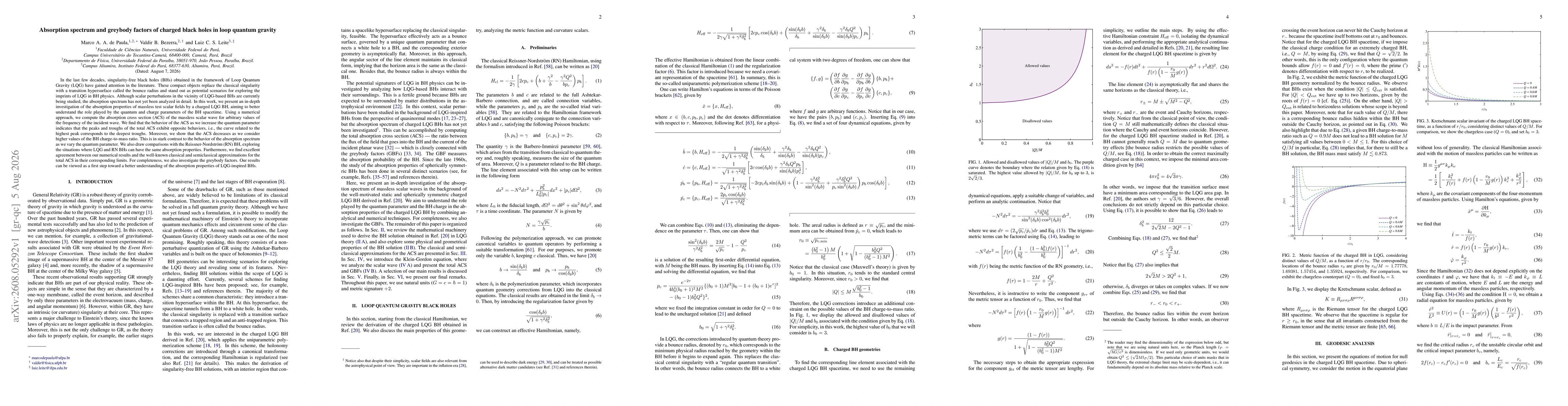 Thumbnail for Absorption spectrum and greybody factors of charged black holes in loop quantum gravity
