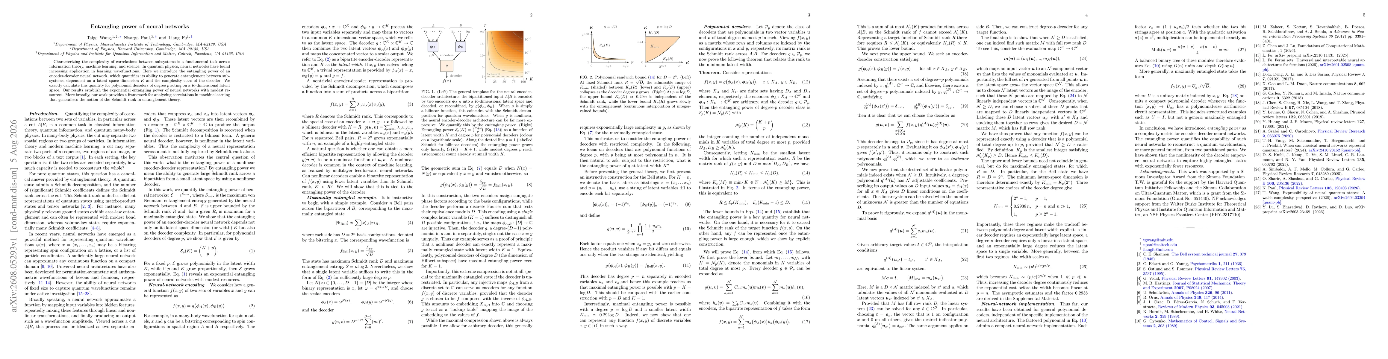 Thumbnail for Entangling power of neural networks