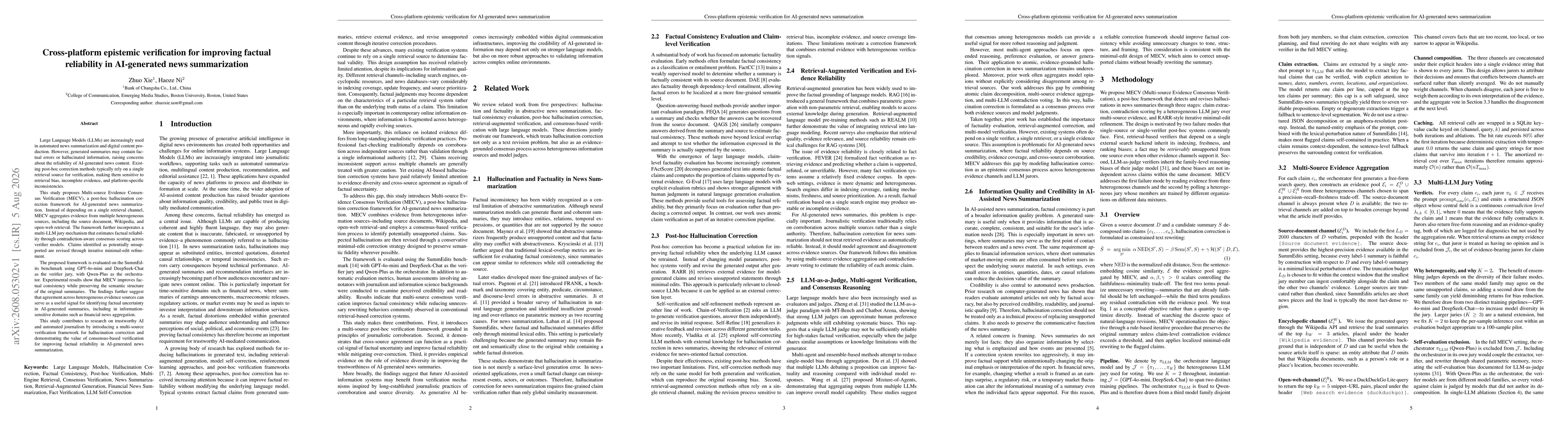Thumbnail for Cross-platform epistemic verification for improving factual reliability in AI-generated news summarization