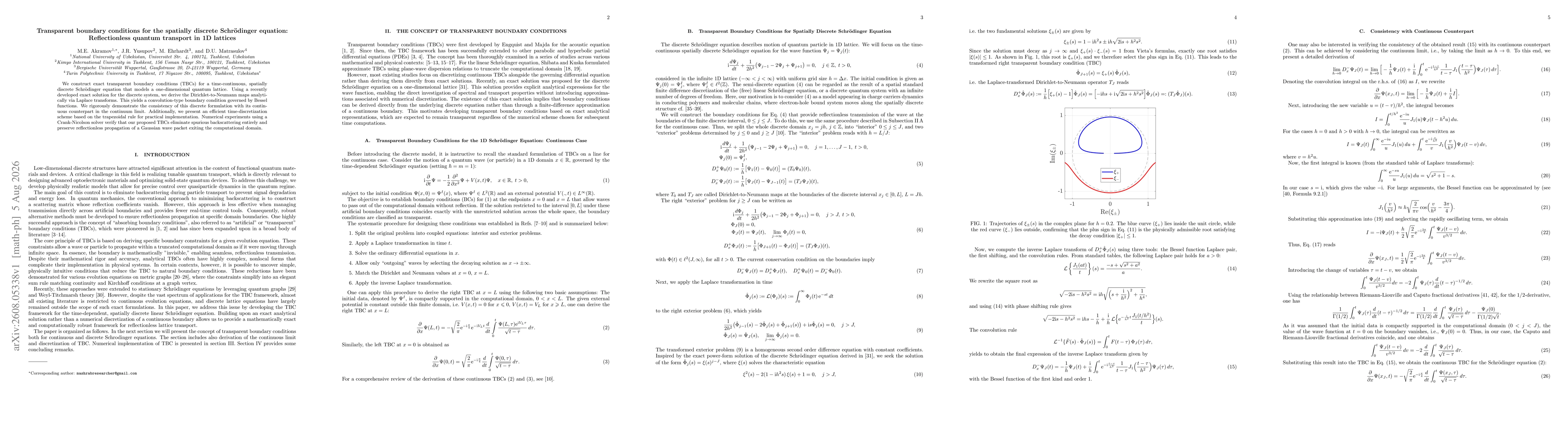 Thumbnail for Transparent boundary conditions for the spatially discrete Schrödinger equation: Reflectionless quantum transport in 1D lattices