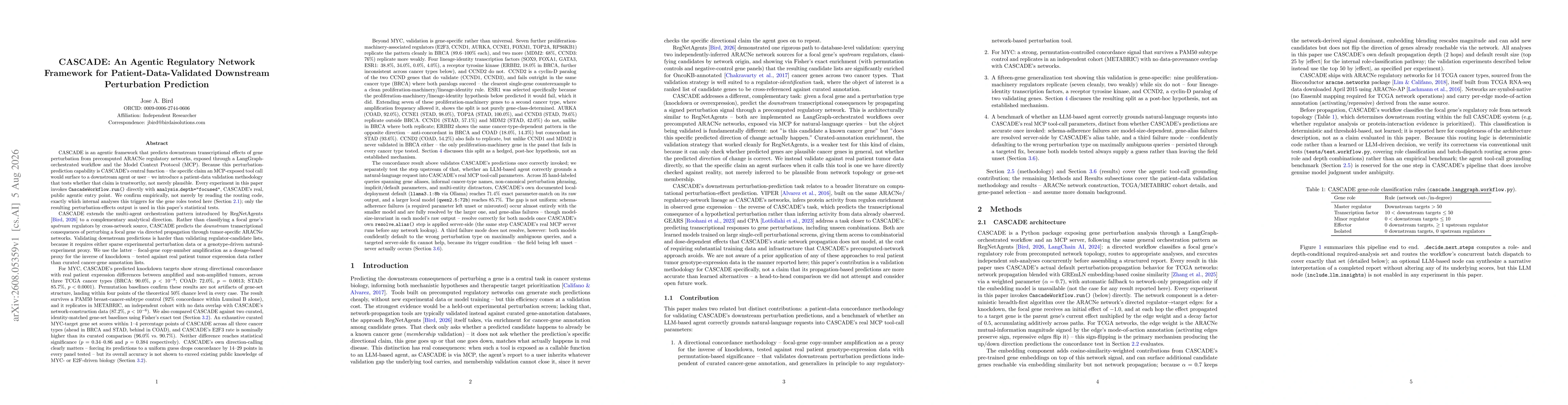 Thumbnail for CASCADE: An Agentic Regulatory Network Framework for Patient-Data-Validated Downstream Perturbation Prediction