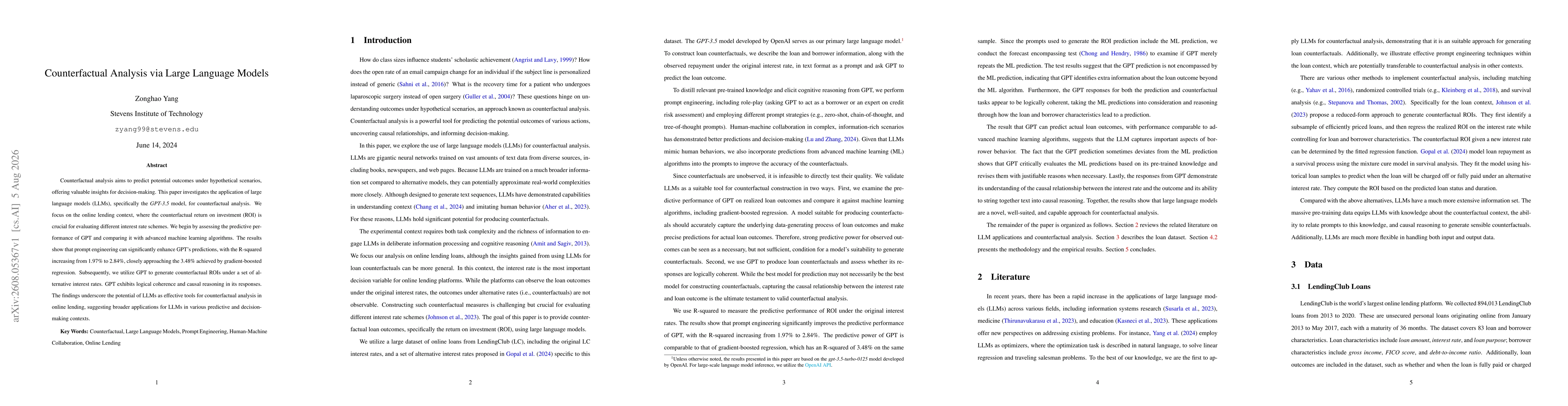Thumbnail for Counterfactual Analysis via Large Language Models