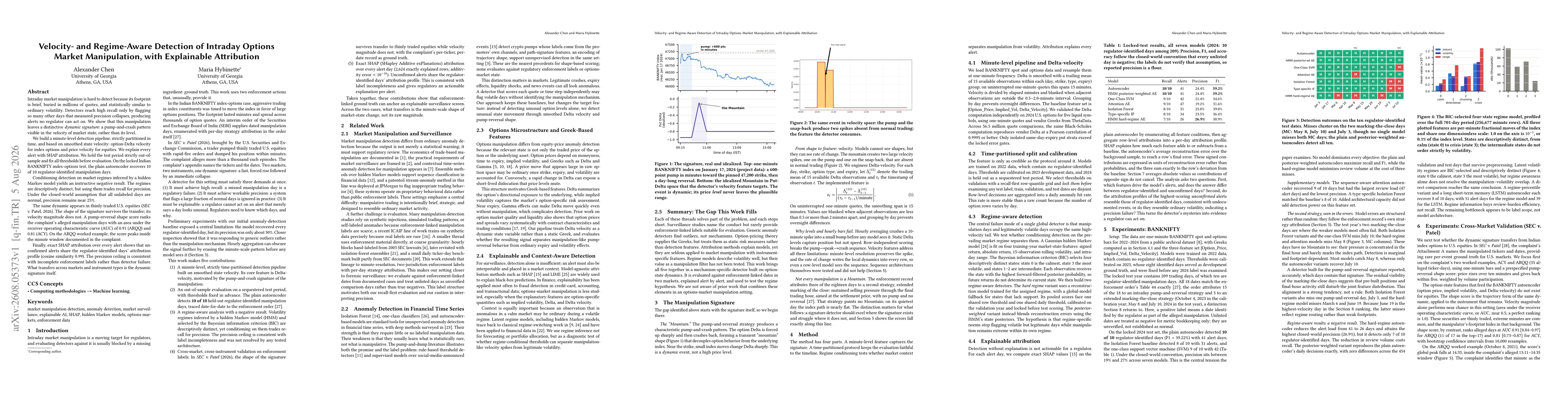 Thumbnail for Velocity- and Regime-Aware Detection of Intraday Options Market Manipulation, with Explainable Attribution