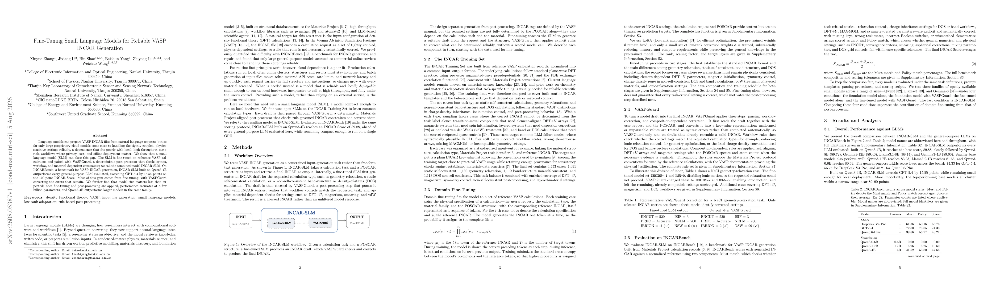 Thumbnail for Fine-Tuning Small Language Models for Reliable VASP INCAR Generation