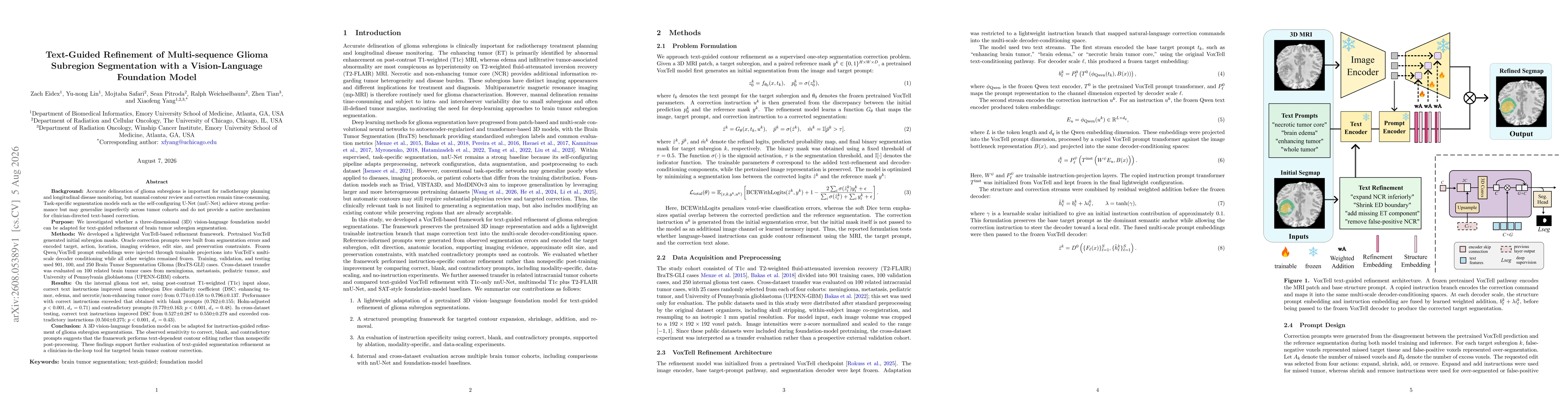 Thumbnail for Text-Guided Refinement of Multi-sequence Glioma Subregion Segmentation with a Vision-Language Foundation Model