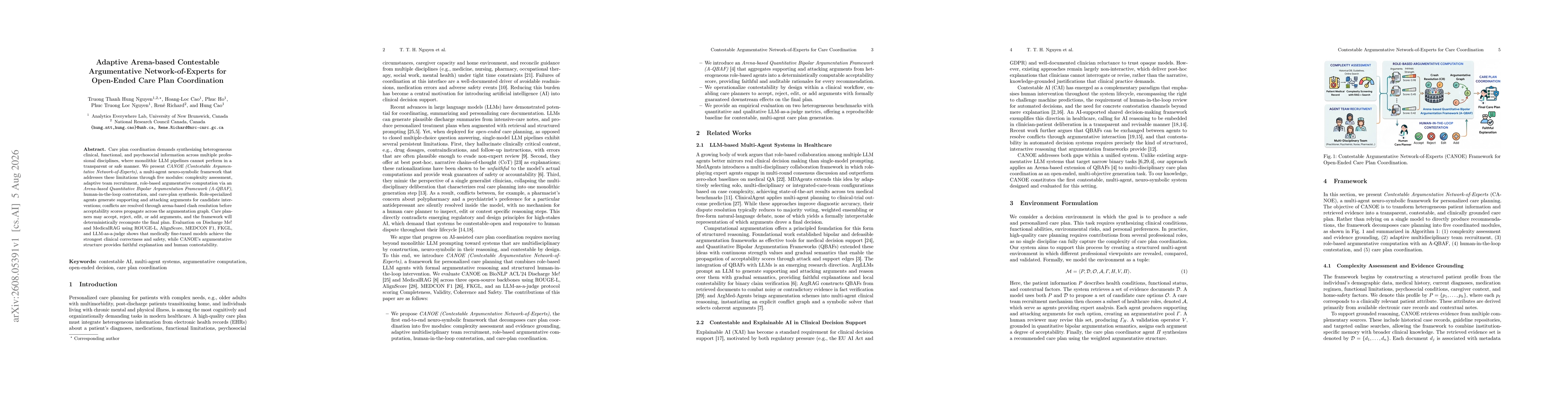 Thumbnail for Adaptive Arena-based Contestable Argumentative Network-of-Experts for Open-Ended Care Plan Coordination