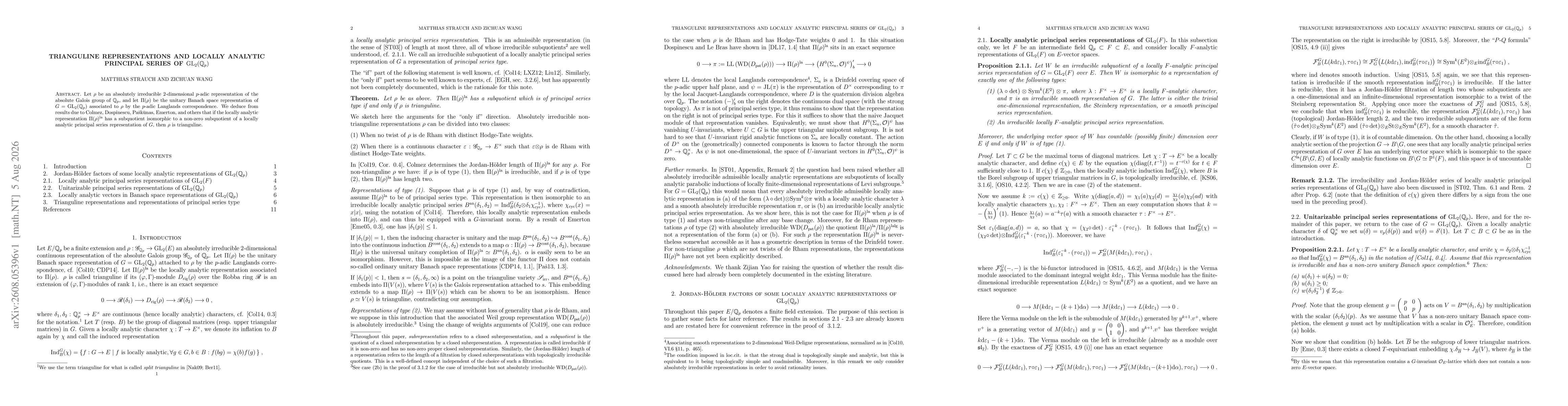 Thumbnail for Trianguline representations and locally analytic principal series of ${\rm GL}_2({\mathbb Q}_p)$