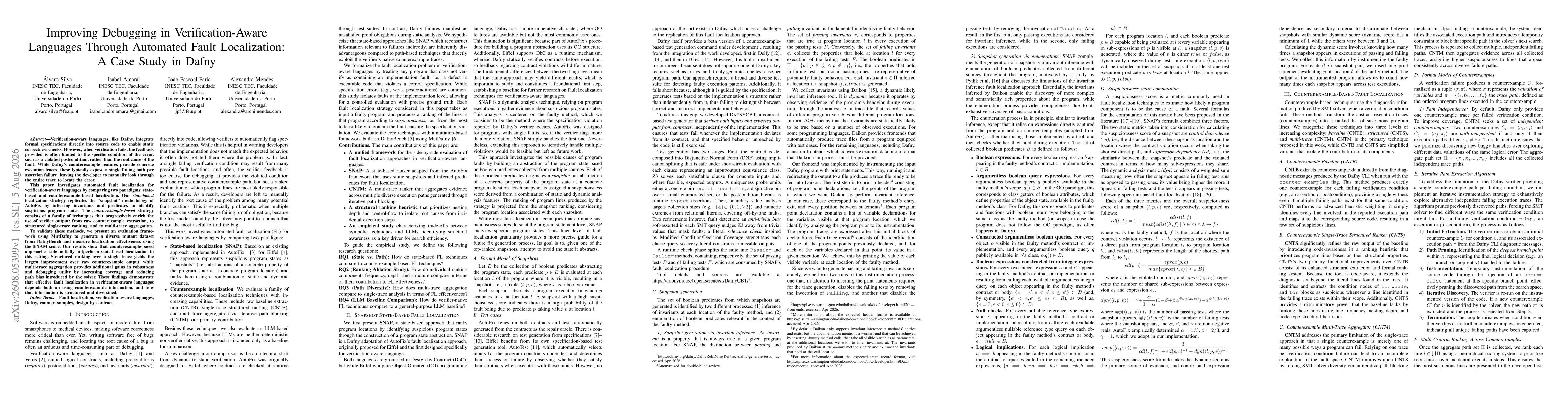 Thumbnail for Improving Debugging in Verification-Aware Languages Through Automated Fault Localization: A Case Study in Dafny