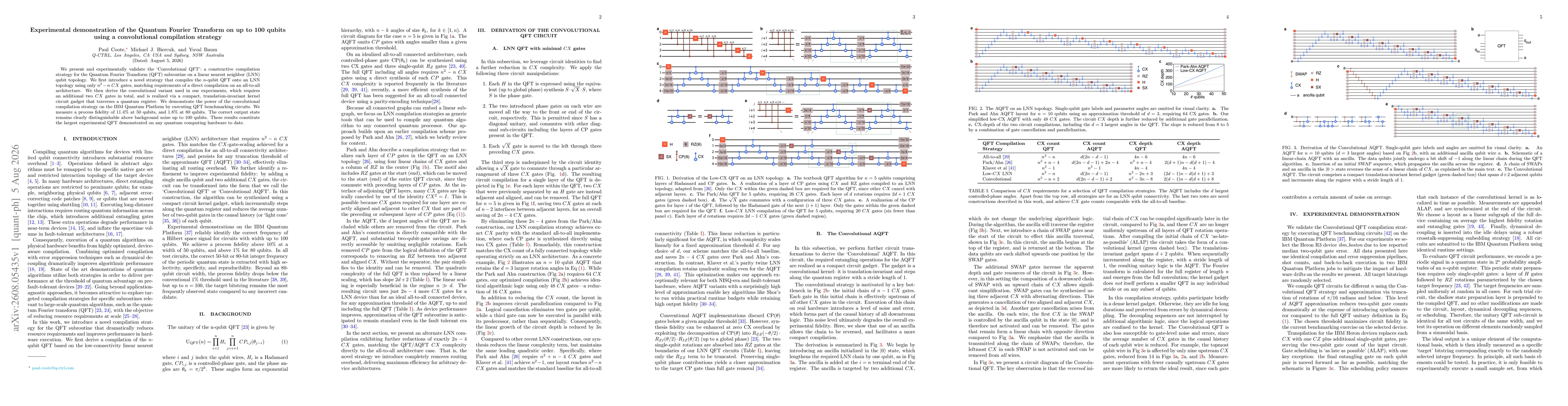 Thumbnail for Experimental demonstration of the Quantum Fourier Transform on up to 100 qubits using a convolutional compilation strategy
