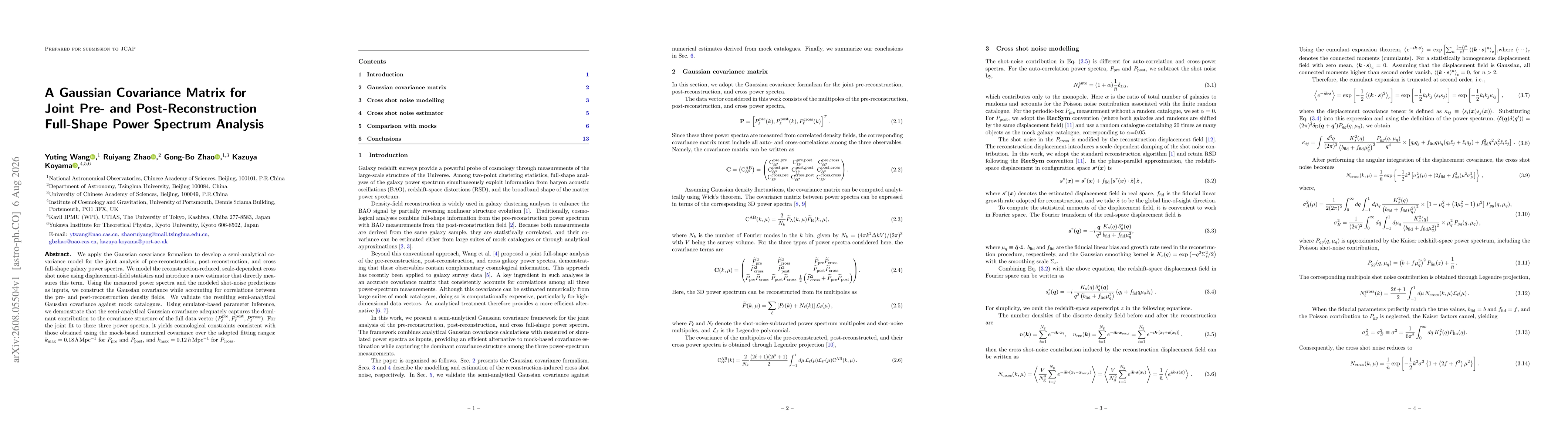 Thumbnail for A Gaussian Covariance Matrix for Joint Pre- and Post-Reconstruction Full-Shape Power Spectrum Analysis