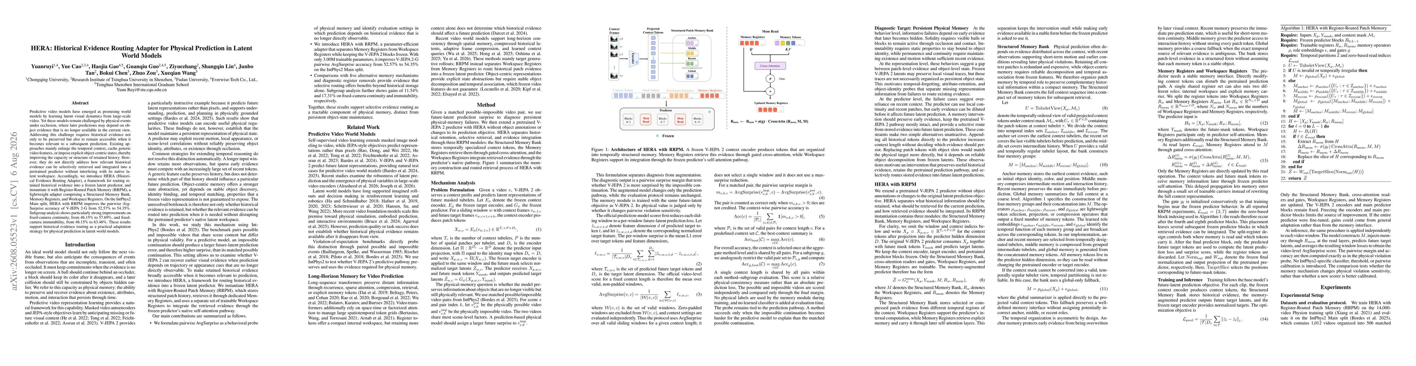 Thumbnail for HERA: Historical Evidence Routing Adapter for Physical Prediction in Latent World Models