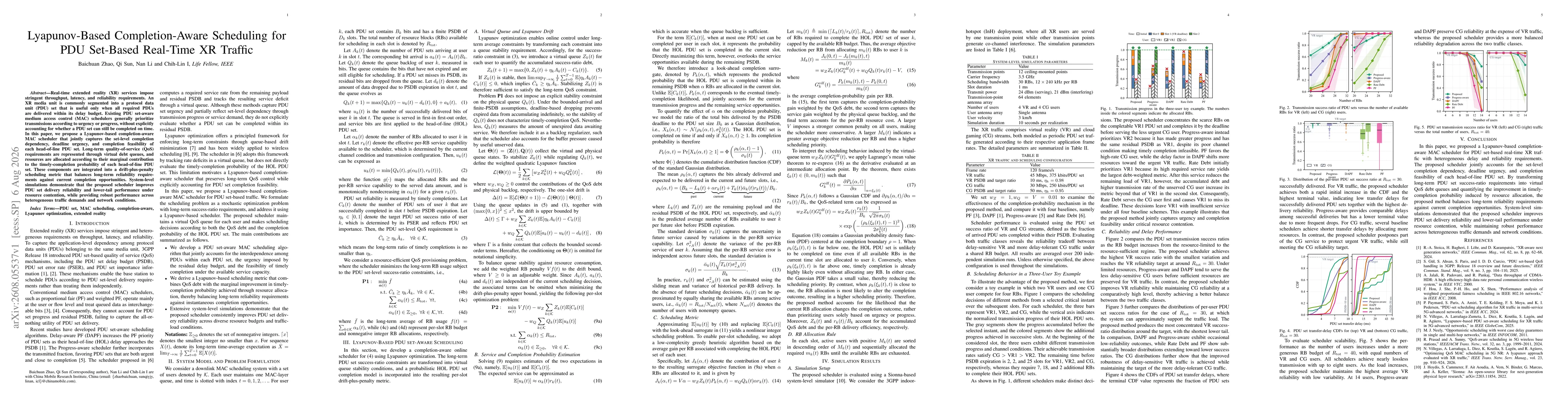 Thumbnail for Lyapunov-Based Completion-Aware Scheduling for PDU Set-Based Real-Time XR Traffic