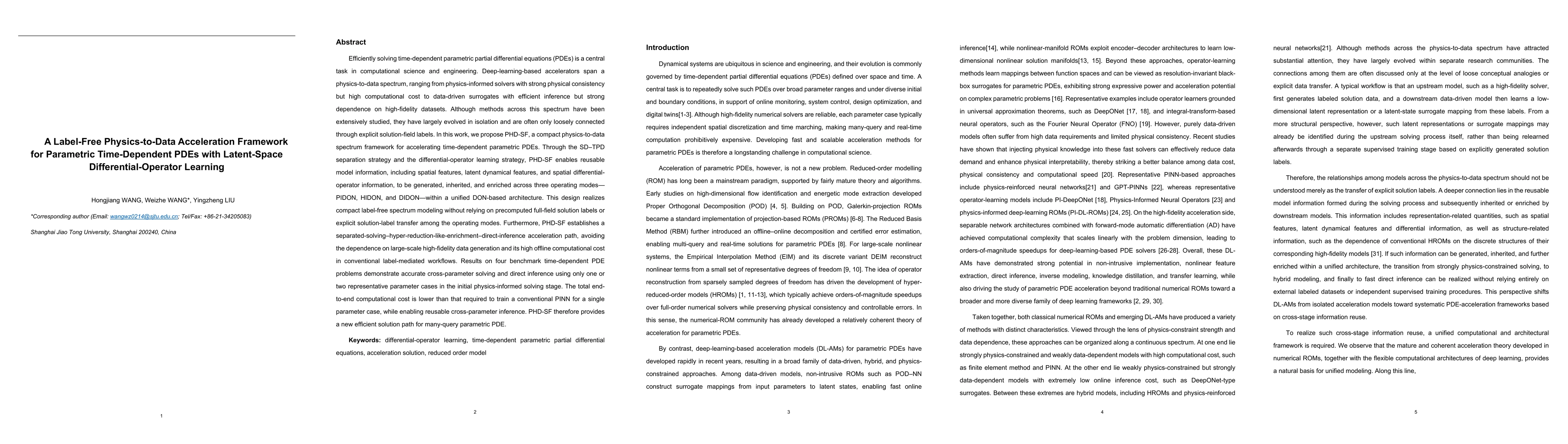 Thumbnail for A Label-Free Physics-to-Data Acceleration Framework for Parametric Time-Dependent PDEs with Latent-Space Differential-Operator Learning