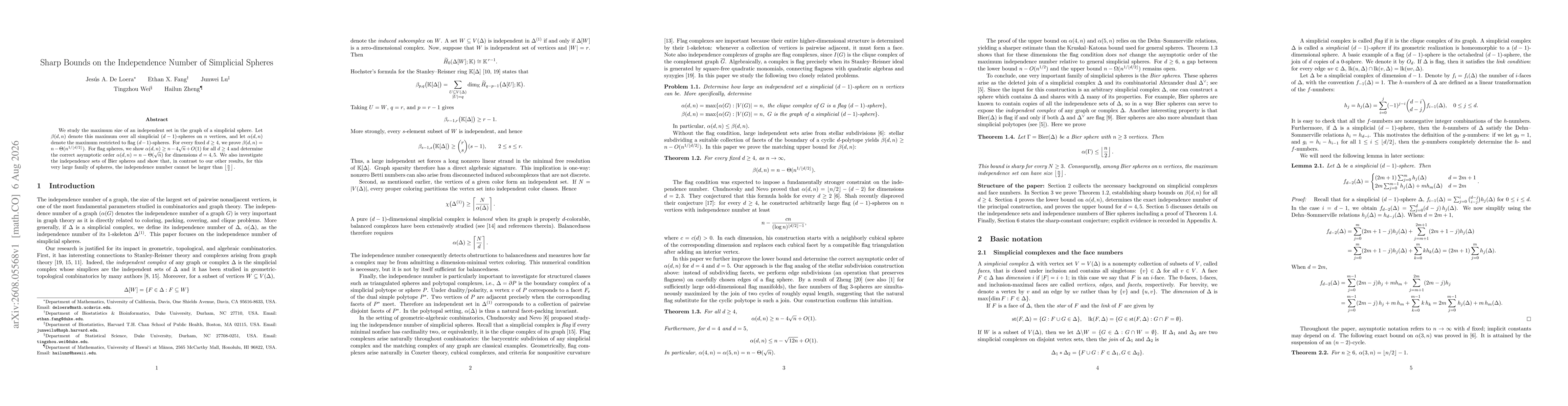 Thumbnail for Sharp Bounds on the Independence Number of Simplicial Spheres