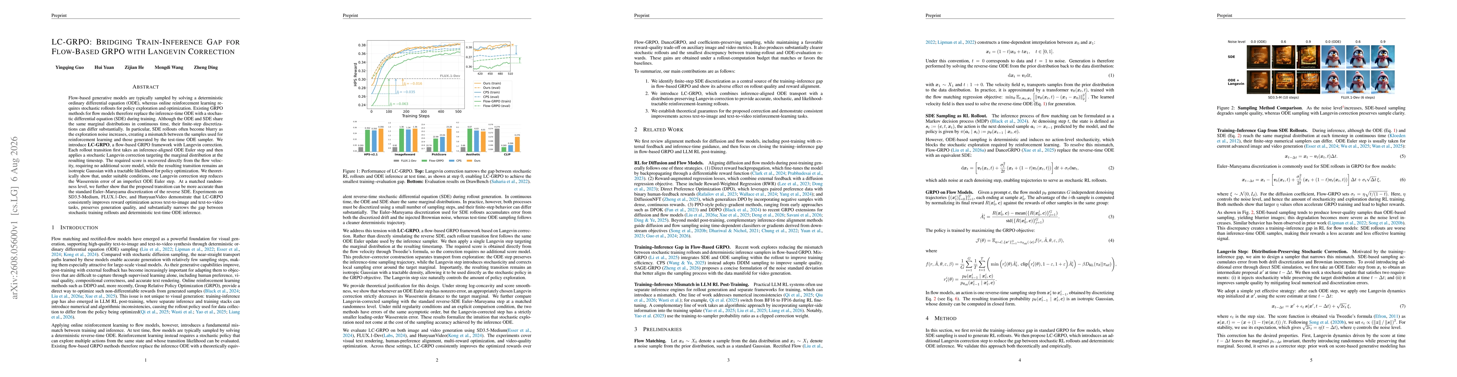 Thumbnail for LC-GRPO: Bridging Train-Inference Gap for Flow-Based GRPO with Langevin Correction