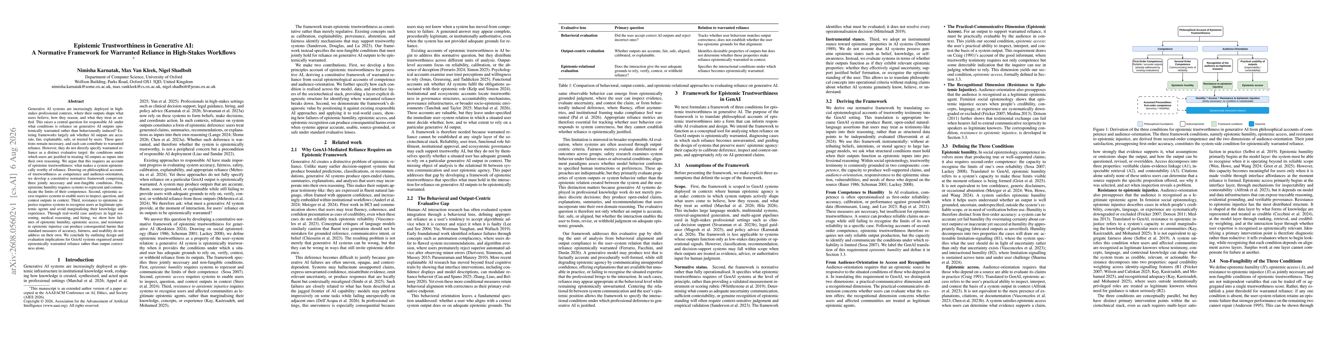 Thumbnail for Epistemic Trustworthiness in Generative AI: A Normative Framework for Warranted Reliance in High-Stakes Workflows
