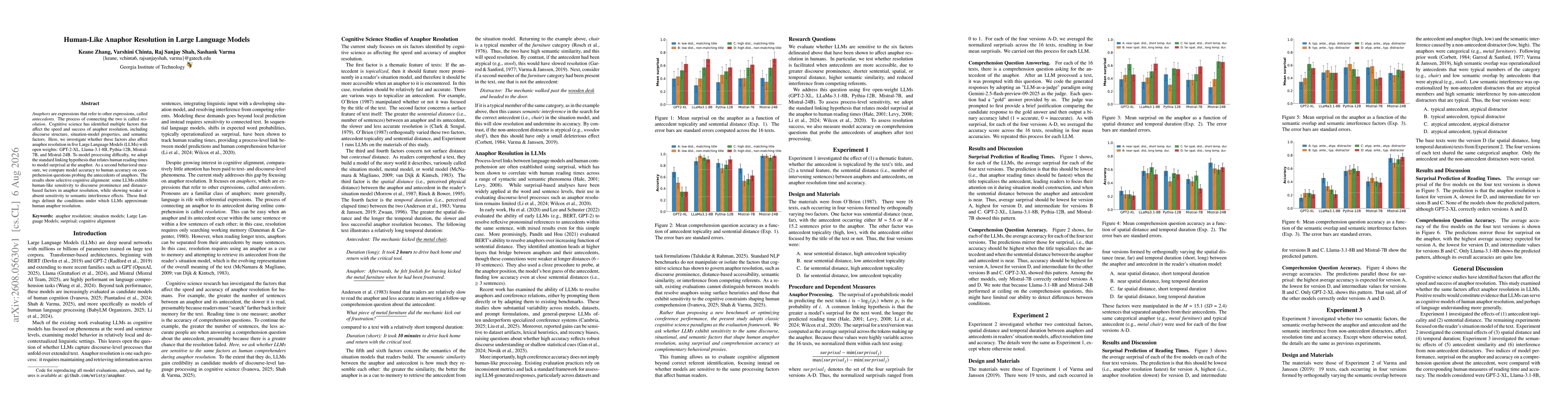 Thumbnail for Human-Like Anaphor Resolution in Large Language Models