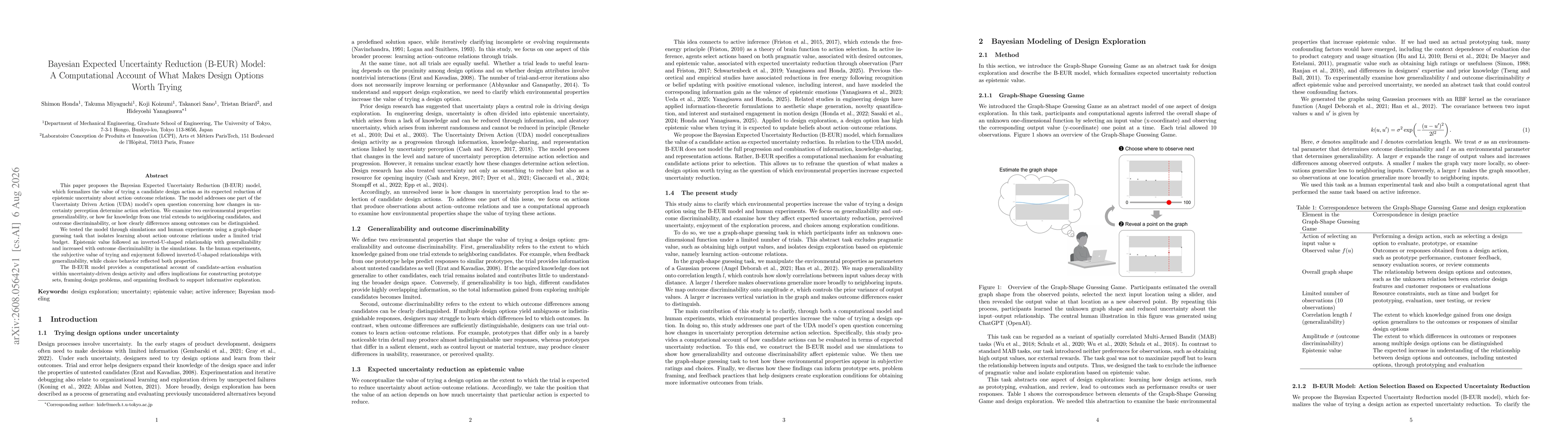 Thumbnail for Bayesian Expected Uncertainty Reduction (B-EUR) Model: A Computational Account of What Makes Design Options Worth Trying