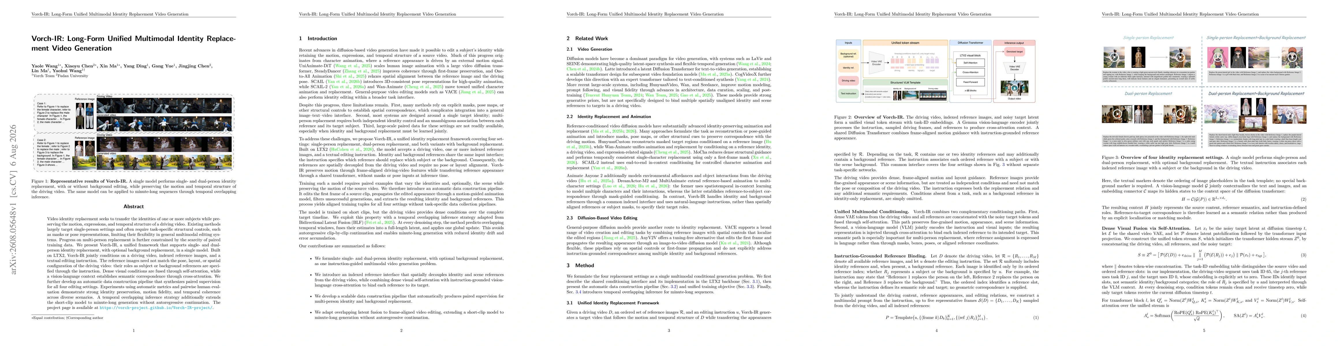 Thumbnail for Vorch-IR: Long-Form Unified Multimodal Identity Replacement Video Generation