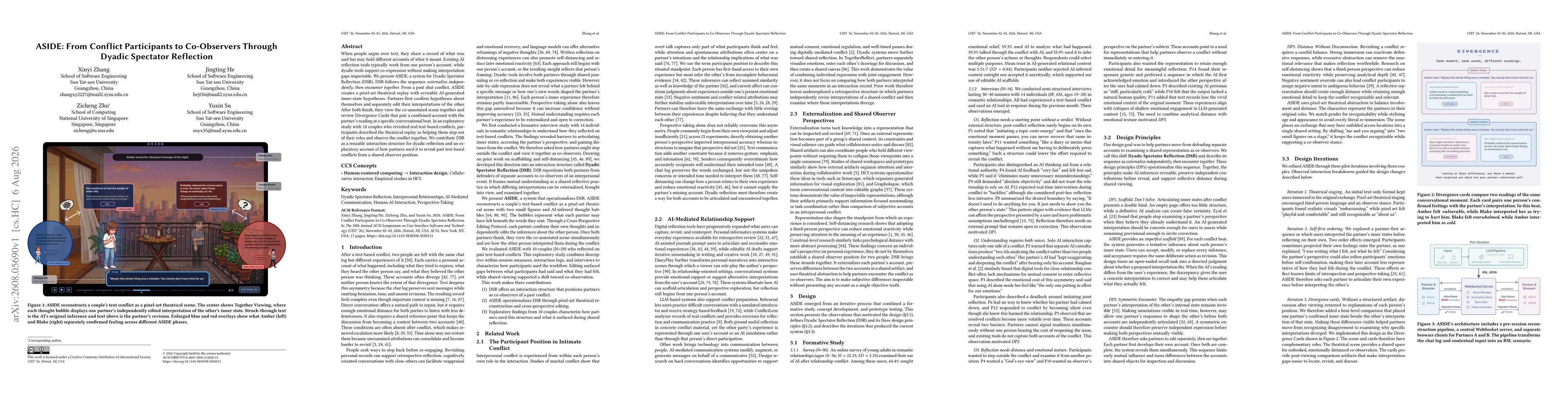 Thumbnail for ASIDE: From Conflict Participants to Co-Observers Through Dyadic Spectator Reflection