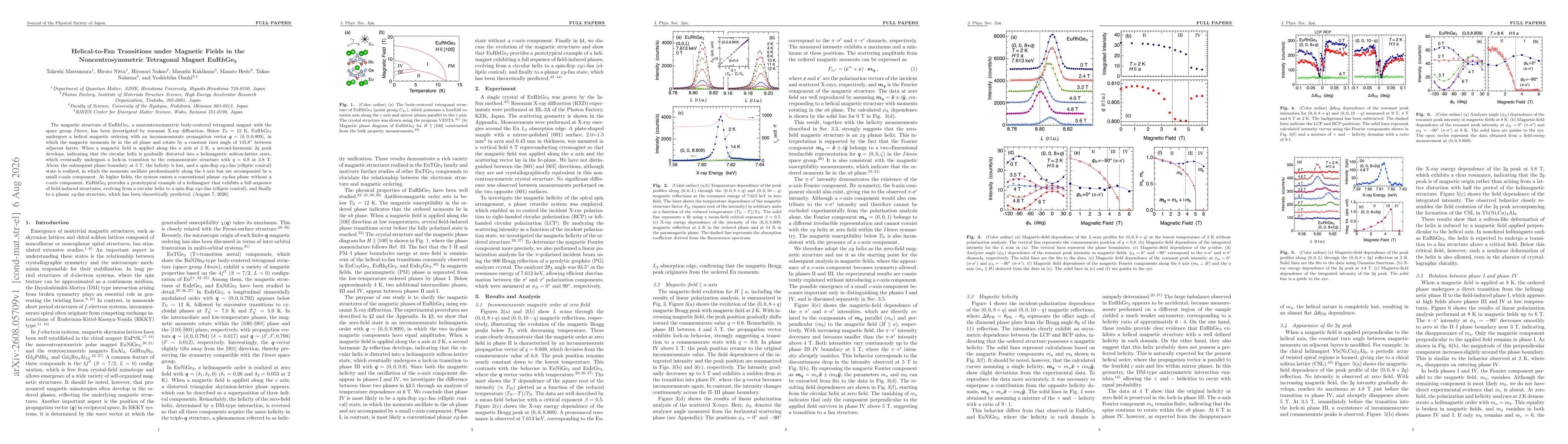 Thumbnail for Helical-to-Fan Transitions under Magnetic Fields in the Noncentrosymmetric Tetragonal Magnet EuRhGe$_3$
