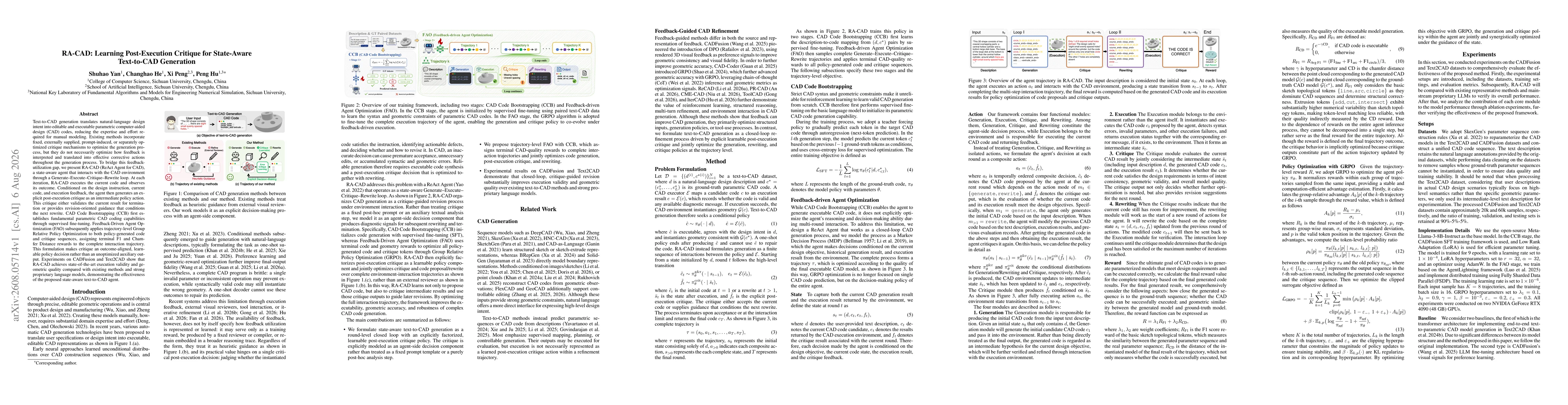 Thumbnail for RA-CAD: Learning Post-Execution Critique for State-Aware Text-to-CAD Generation