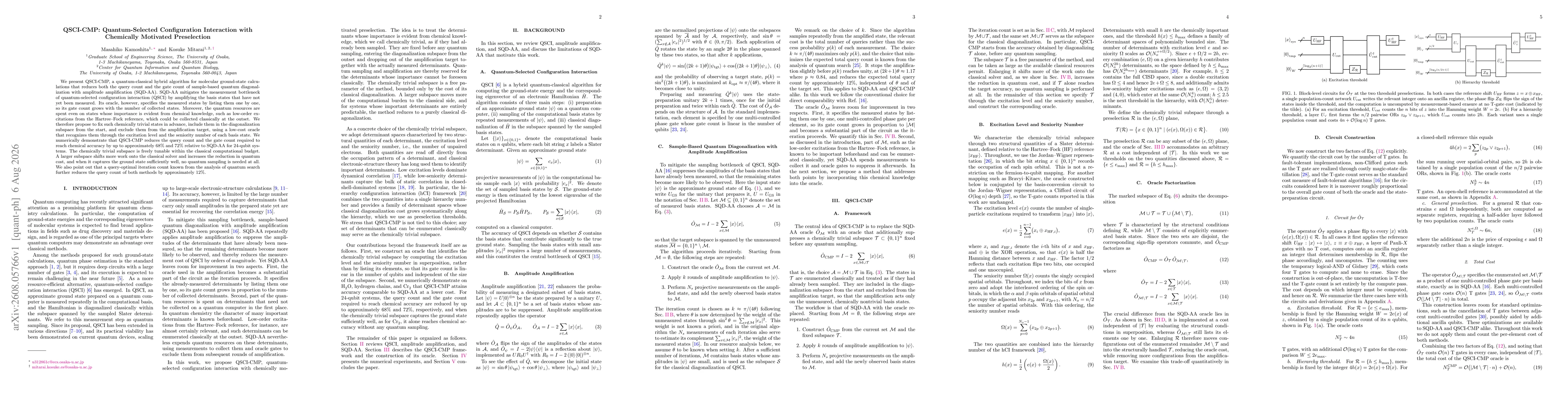 Thumbnail for QSCI-CMP: Quantum-Selected Configuration Interaction with Chemically Motivated Preselection