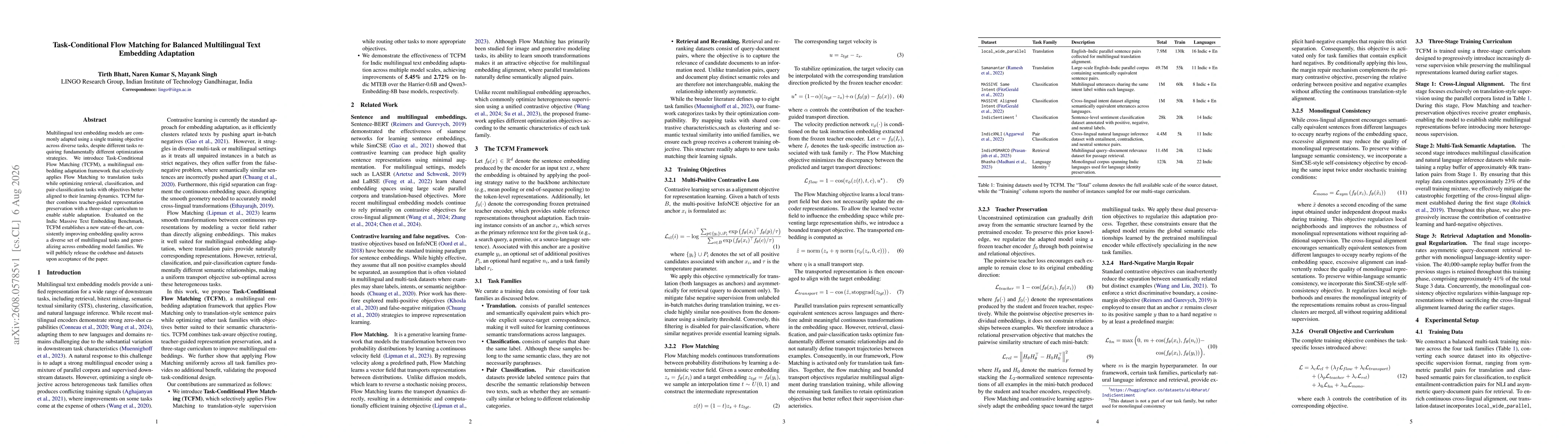 Thumbnail for Task-Conditional Flow Matching for Balanced Multilingual Text Embedding Adaptation